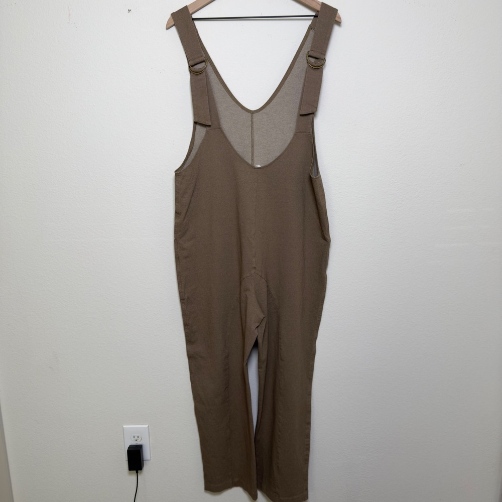 Womens Wide Leg Jumpsuit Overalls Jumpsuit Tan Brown V Neck Sleeveless Homestead - Picture 4 of 13